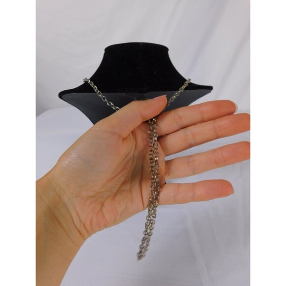 Handmade Amethyst Nugget Heart Pendant Necklace Silver Tone Chain Tassel Unique - Picture 4 of 5